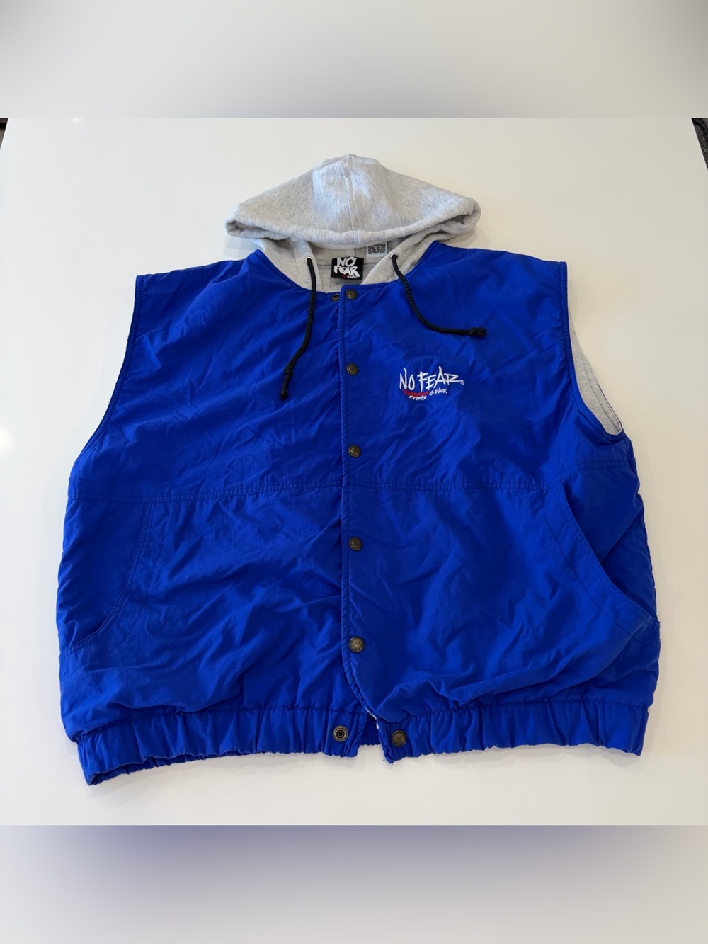 No Fear 90s Size Large Blue Hooded Vest
